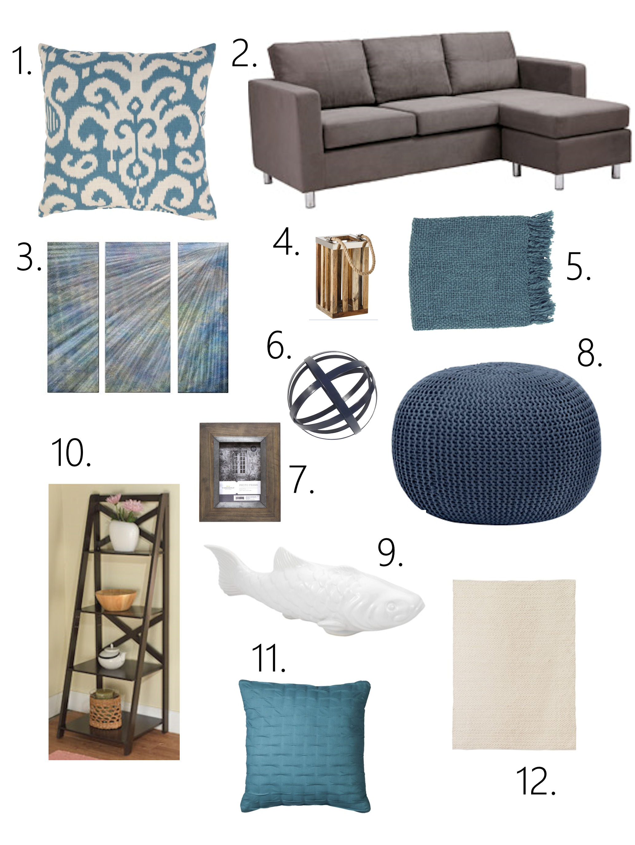 Affordable eDecor Series-Living Room in Grays and Blues